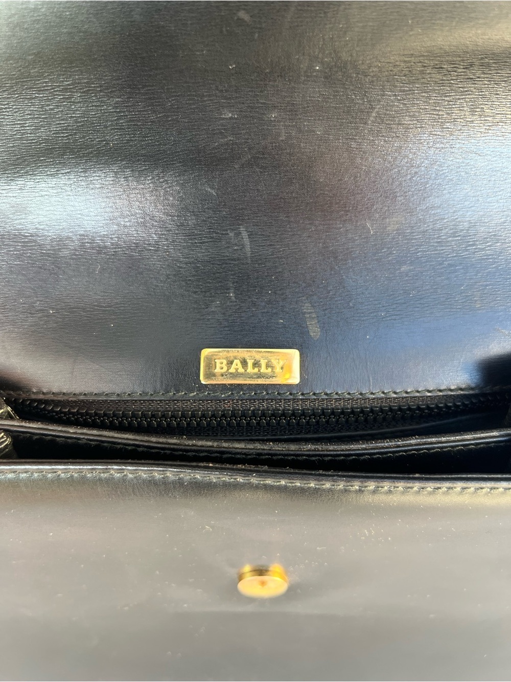 BALLY Vintage Leather 2Way Hand Shoulder Bag Purse Black - Picture 9 of 11